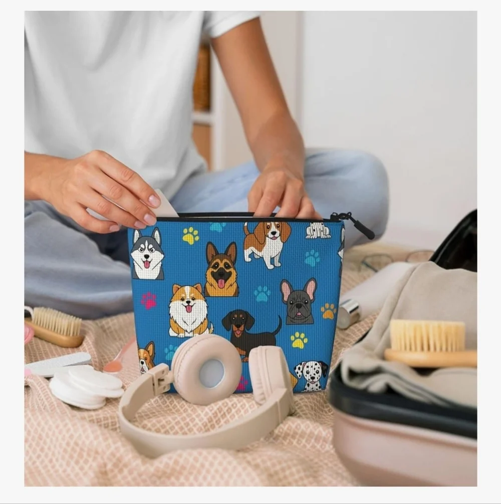 Travel Toiletry Bag for Boys - Cute Blue Puppy